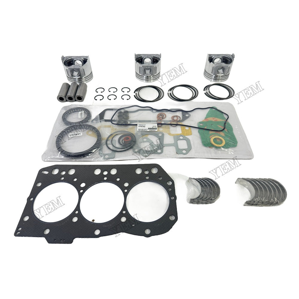 Piston and piston ring set Gasket kit main and connecting rod bearings For Yanmar 3TNV82A Engine Foe Yanmar