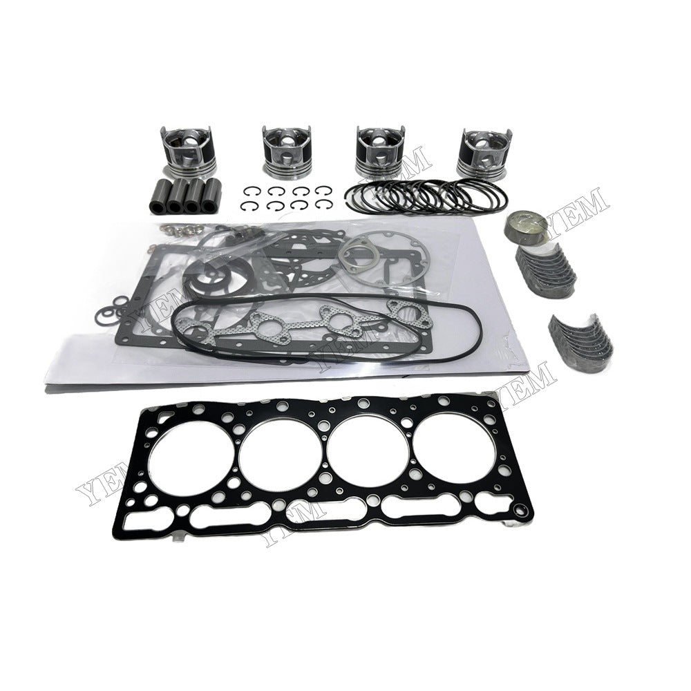 Piston and piston ring set Gasket kit main and connecting rod bearings For Kubota V1505 Engine