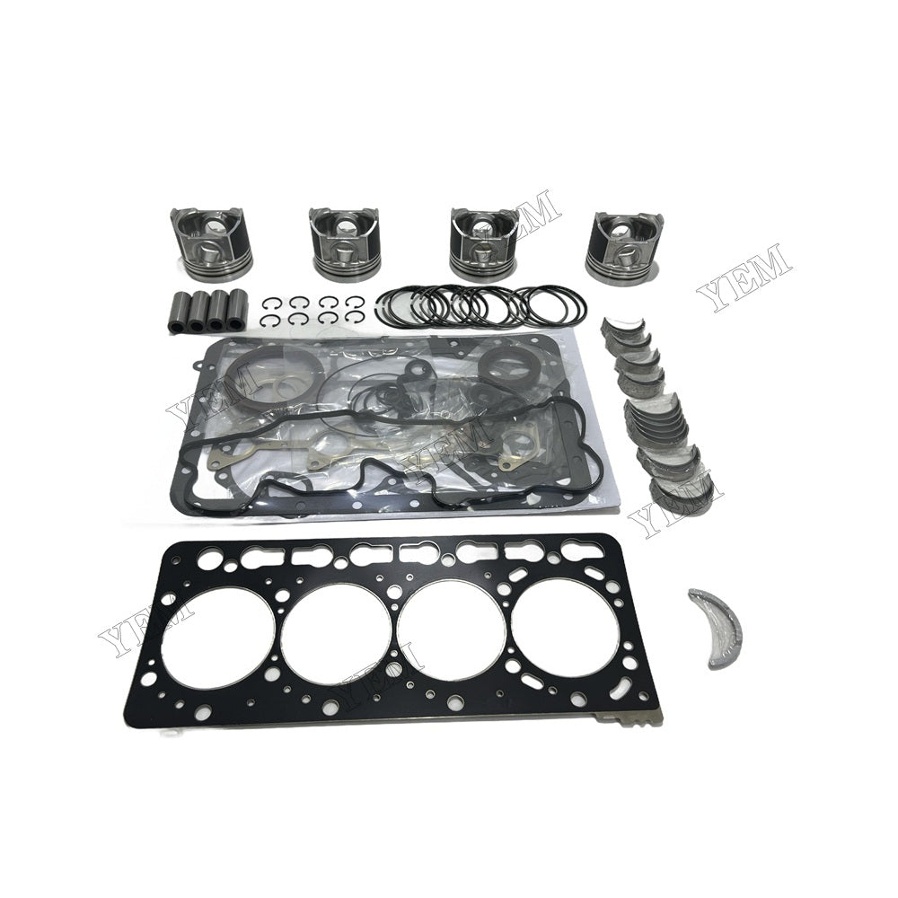 12V Piston With ring set Gasket kit main and connecting rod bearings Set For Kubota V3600 Engine