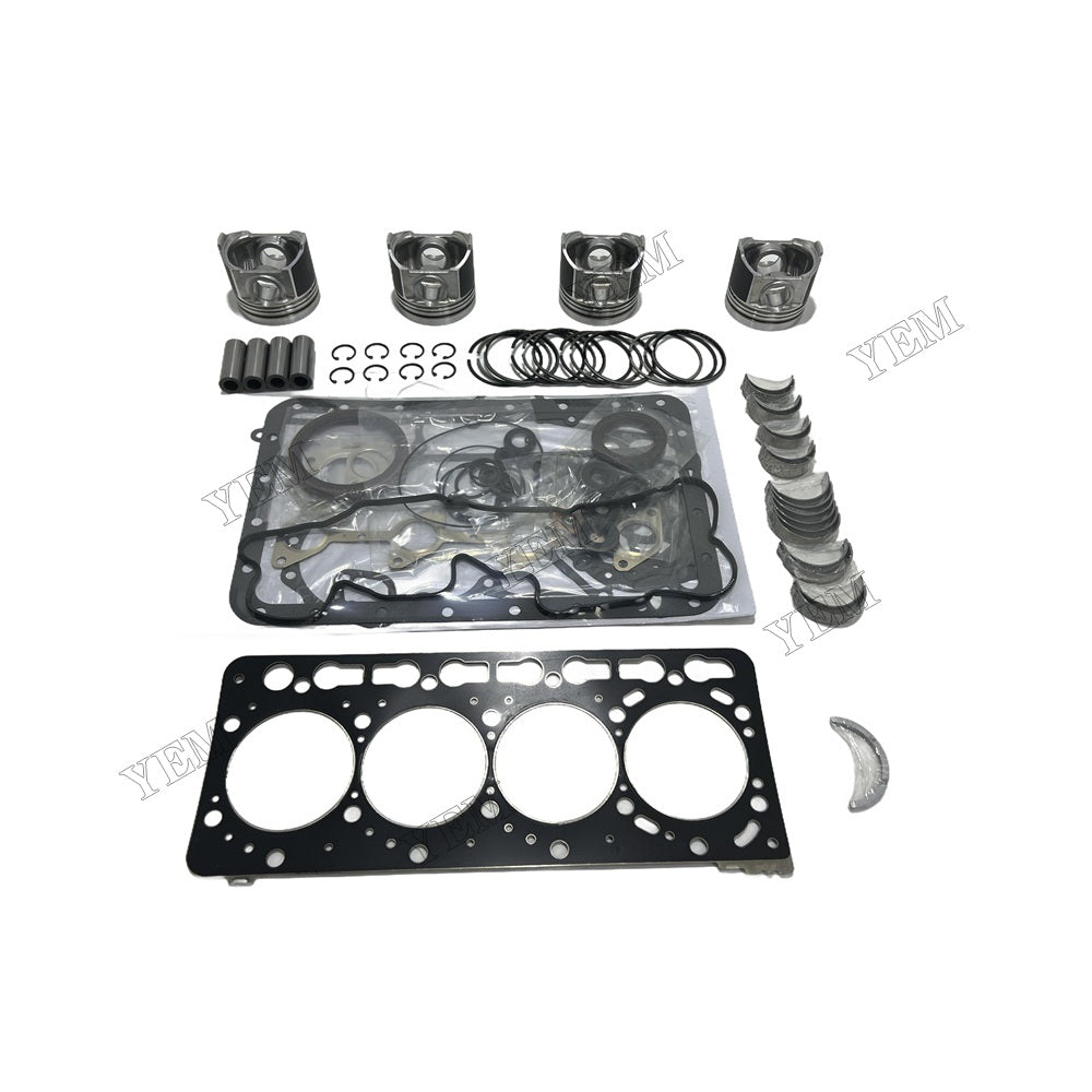 12V Piston With ring set Gasket kit main and connecting rod bearings Set For Kubota V3600 Engine Foe Kubota