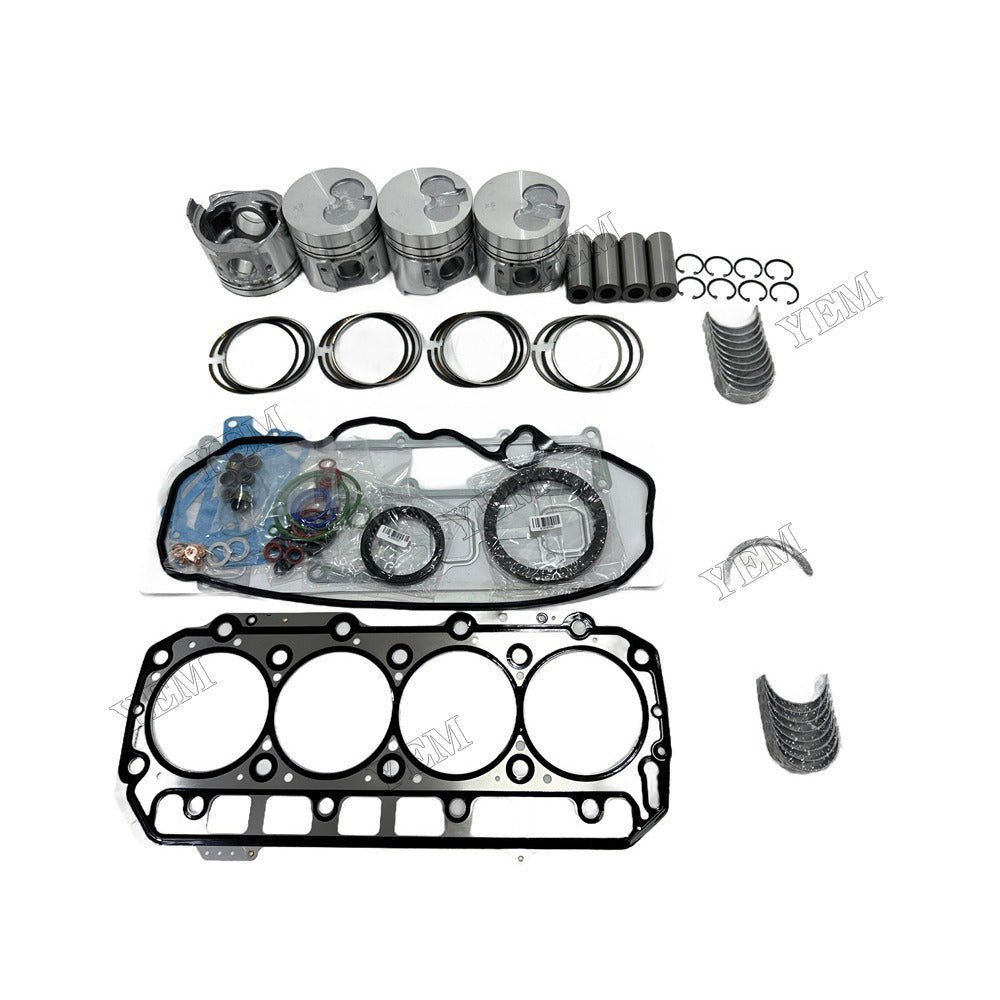Piston With ring set Gasket kit main and connecting rod bearings Set For Yanmar 4TNE98 Engine