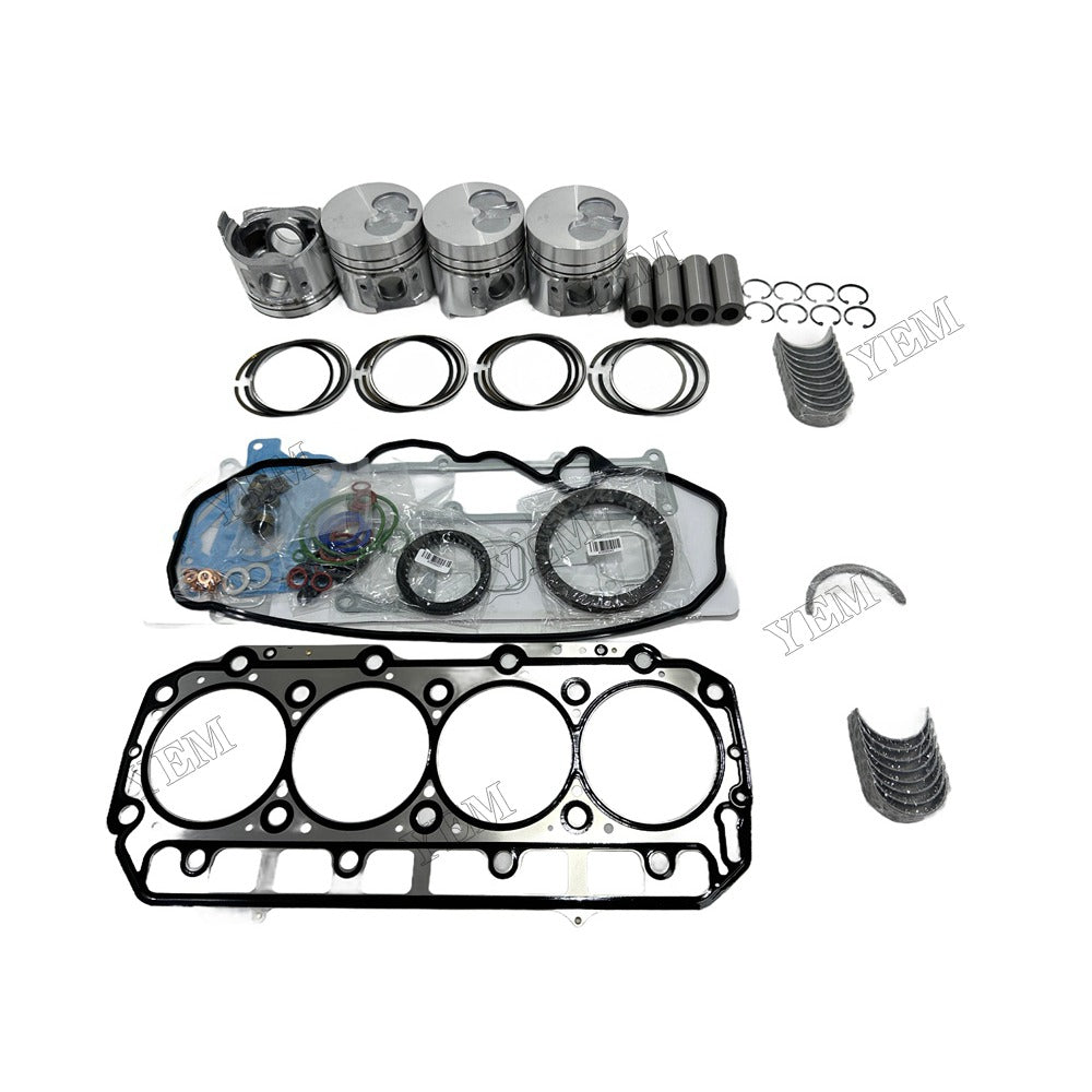 Piston With ring set Gasket kit main and connecting rod bearings Set For Yanmar 4TNE98 Engine Foe Yanmar