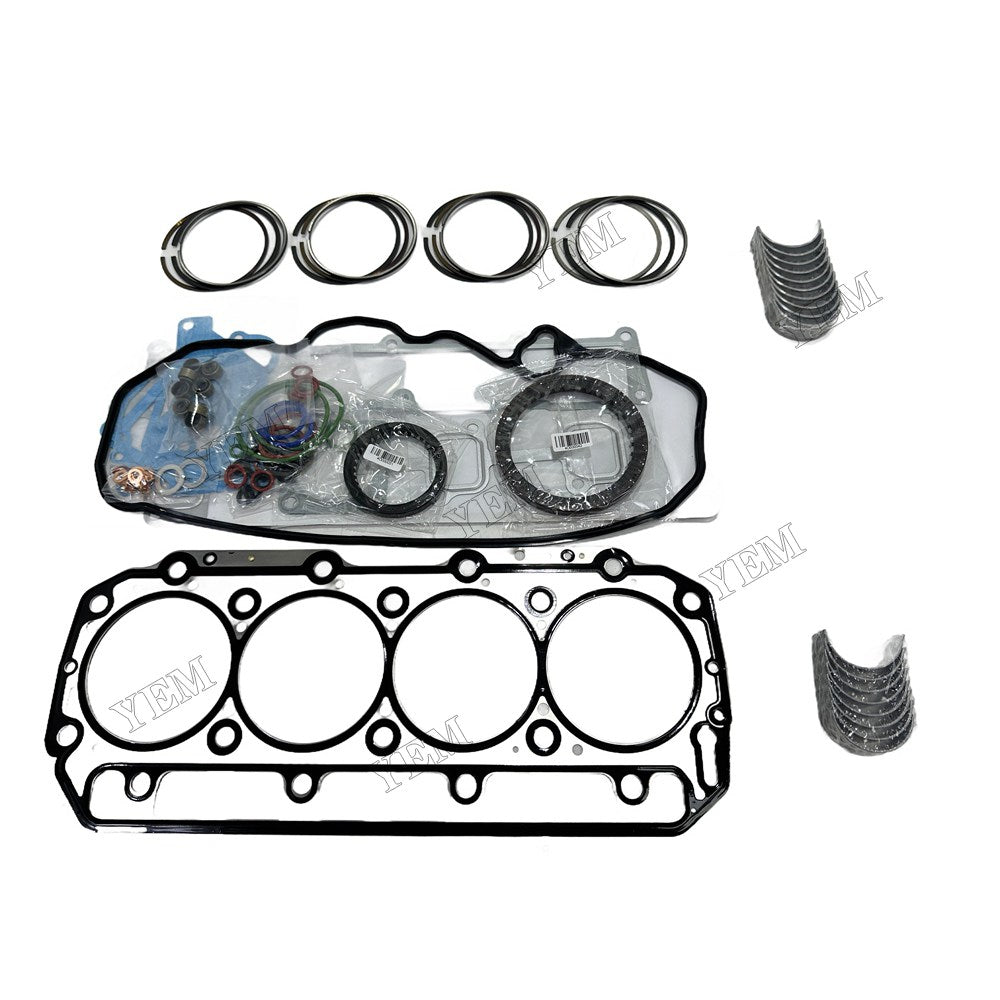 Piston ring set Gasket kit main and connecting rod bearings For Yanmar 4TNE98 Engine