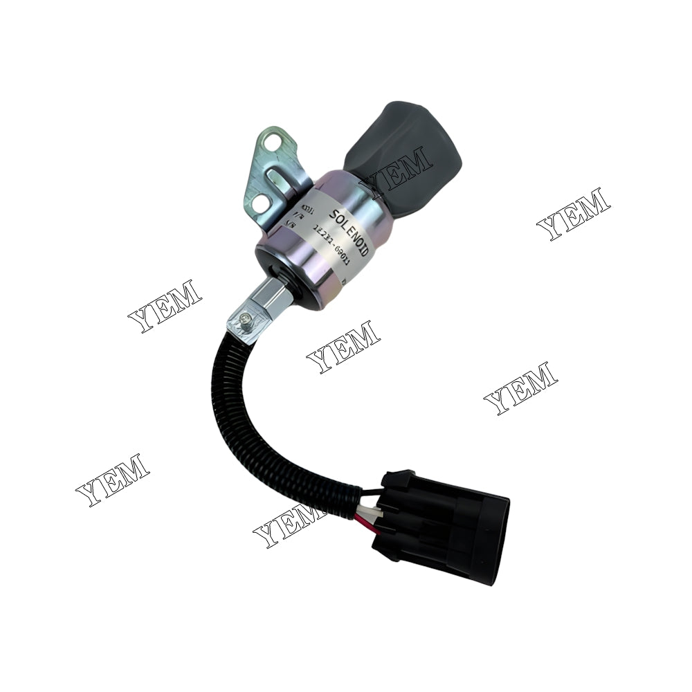 YEM Parts 12V Fuel ShutDown Solenoid 1E231-60011 for Kubota Engine V2203 D722 D902 Z482 For Doosan