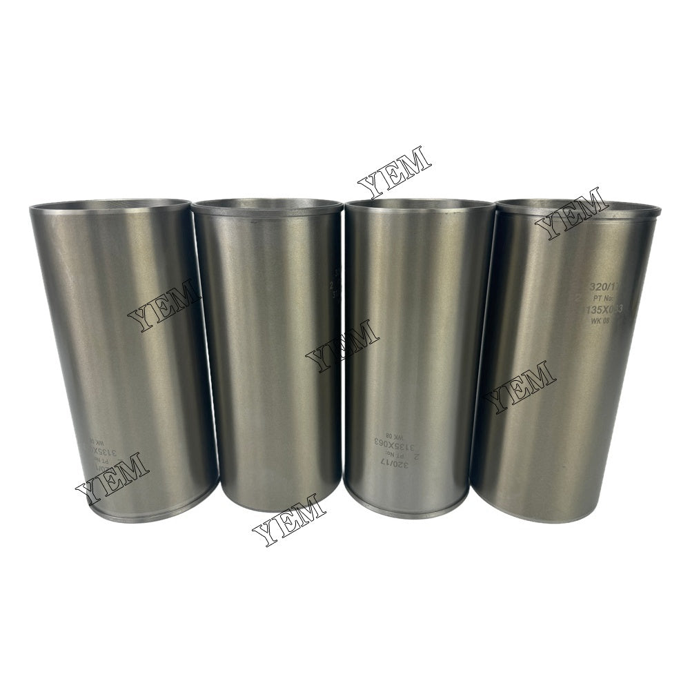 YEM Parts 4PCS Part Number 3135X063 Cylinder Liner Sleeve For Perkins 1104-40T Engine For Perkins