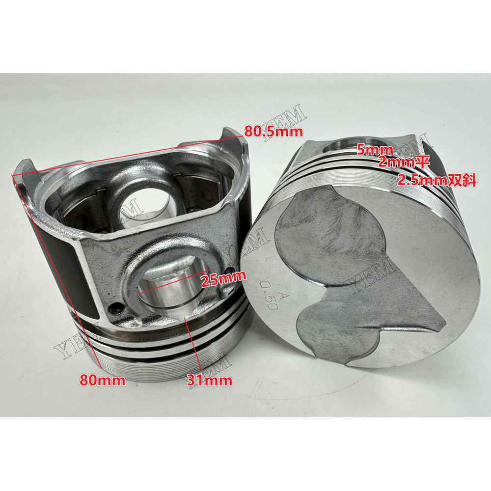 YEM Parts 4PCSH1640-21100 16427-21113 Piston oversized 0.5 For Kubota V1903 Engine For Kubota