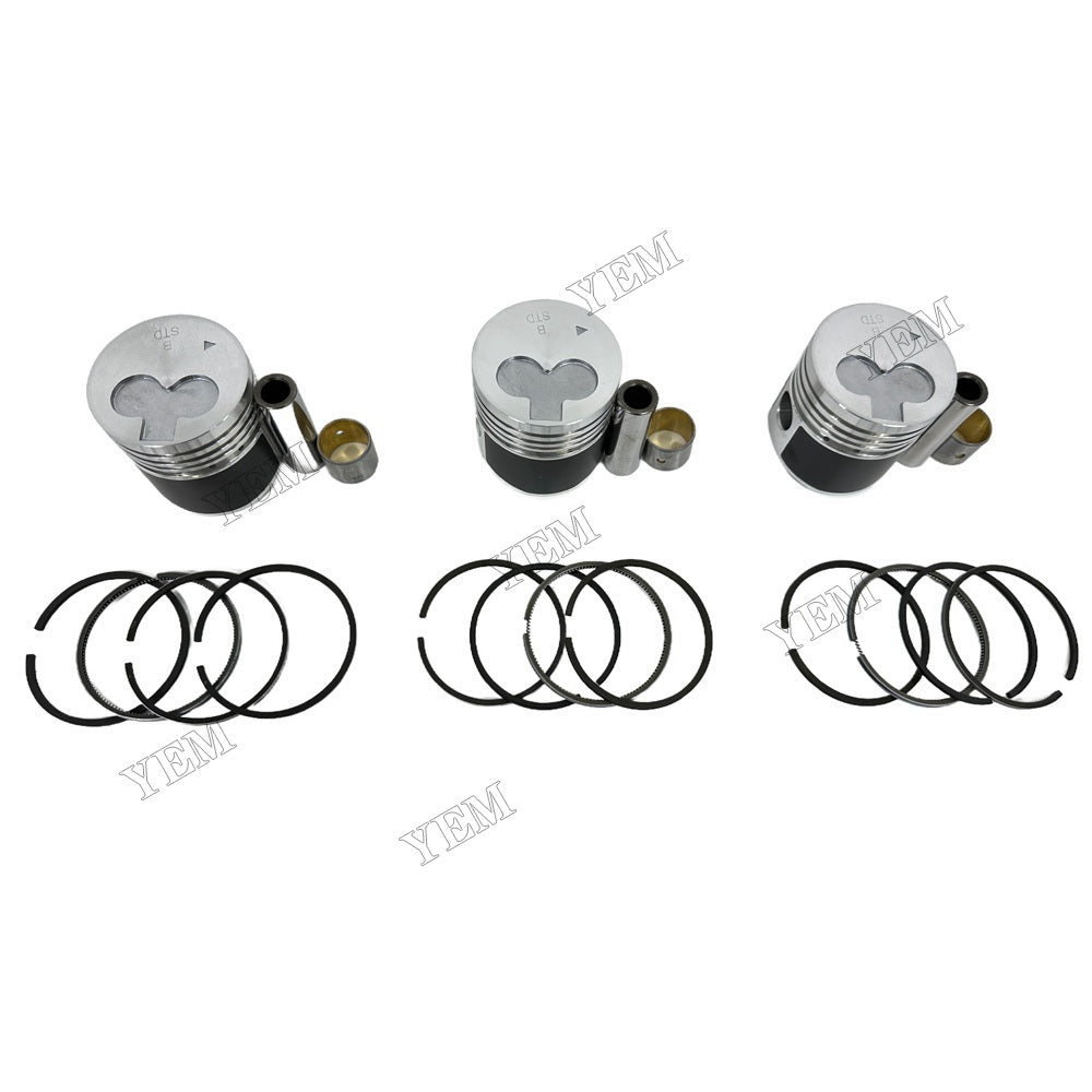 YEM Parts 3PCS For Mitsubishi Piston With Rings STD K3B Engine Spare Parts For Mitsubishi