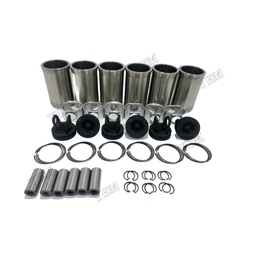 YEM Parts 6 PCS Cylinder Liner Kit For Cummins M11 Engine O&K RH 23.5 excavator For Cummins
