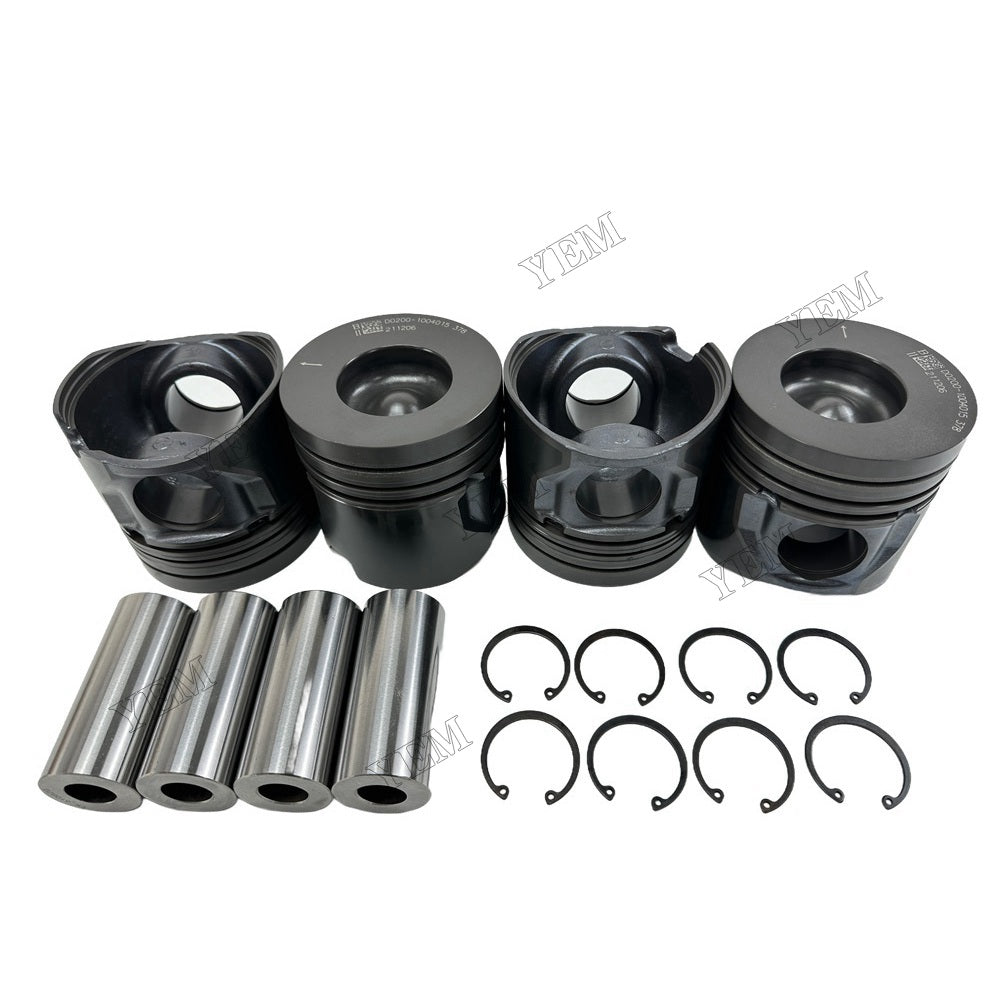 YEM Parts 4PCS For Yuchai Piston + pin clip YC4D130 Engine Spare Parts