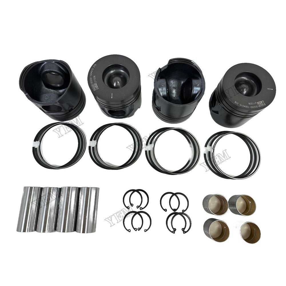 YEM Parts 4PCS For Yuchai Piston and Ring set YC4D130 Engine Spare Parts For Yuchai