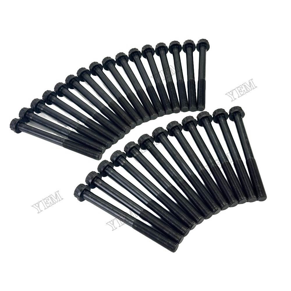 YEM Parts 28 PC Cylinder Head Bolt Set For Doosan DE12 Engine Daewoo Bulldozer