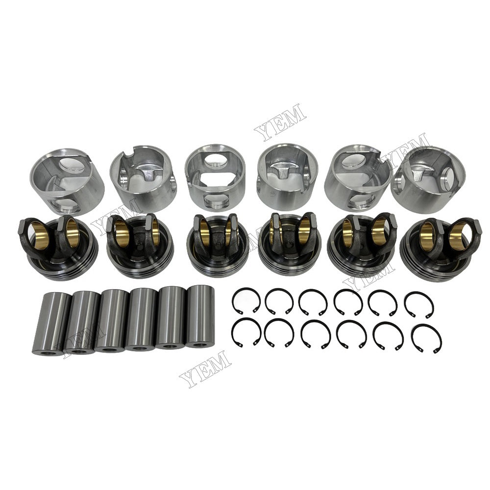 YEM Parts 6 PCS Piston + Pin Clip For Caterpillar C9 Engine Excavator Engine Spare Parts