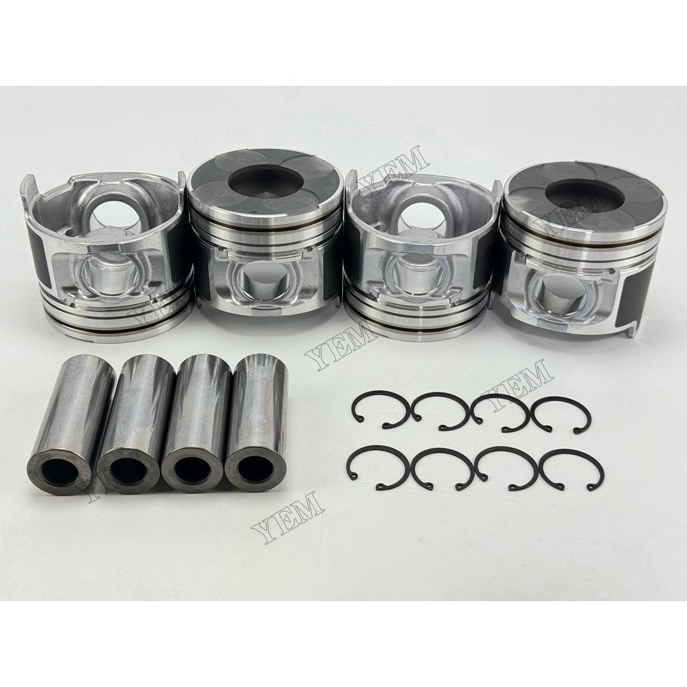 YEM Parts 4 pcs Piston with Pin and Circlips STD ME191472 for Mitsubishi 4M41 Engine