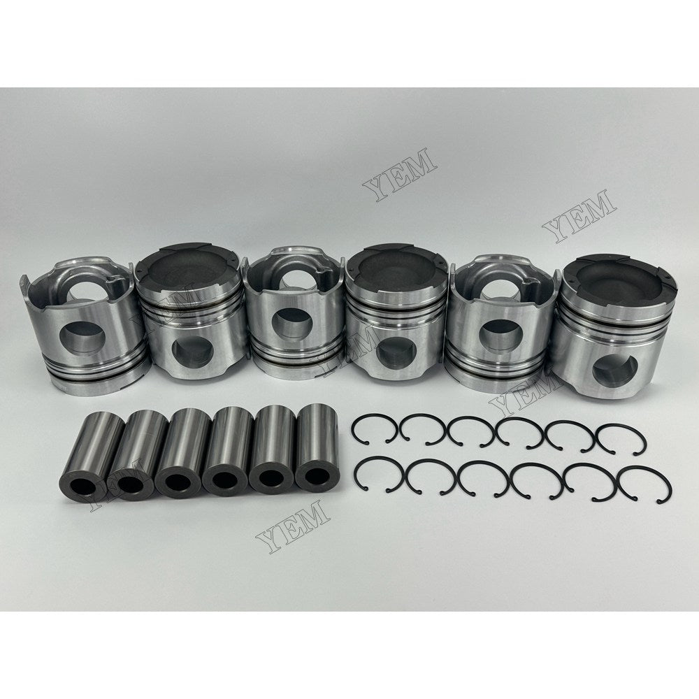 YEM Parts 6 pcs Piston with Pin and Circlips STD 3251791101 for Mitsubishi S6A2 Engine