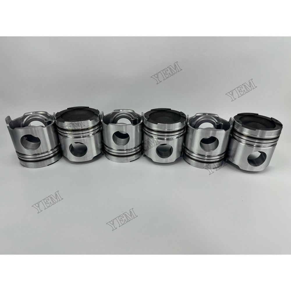 YEM Parts 6 pcs Piston with Pin and Circlips STD 3251791101 for Mitsubishi S6A2 Engine For Mitsubishi