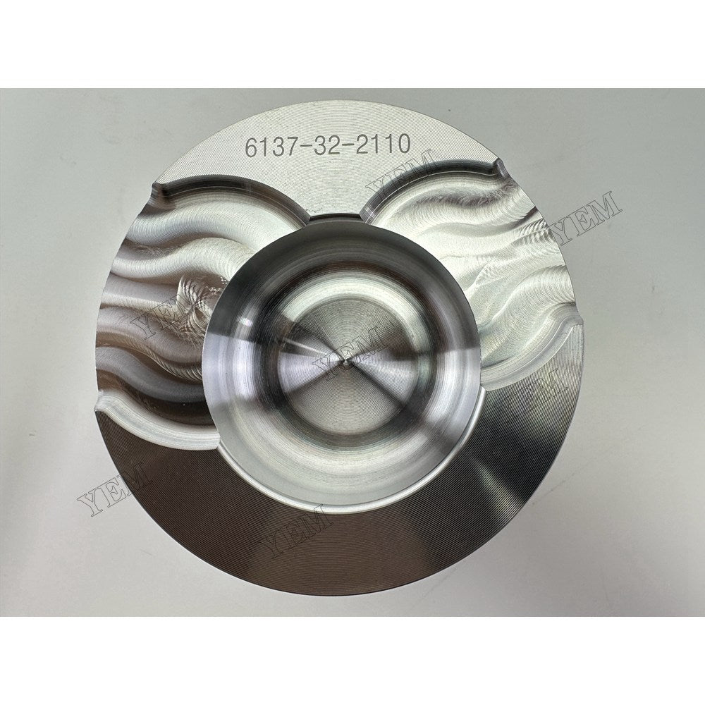 YEM Parts 6 pcs Piston with Pin and Circlips STD 6137-32-2110 for Komatsu 6D105 Engine For Komatsu