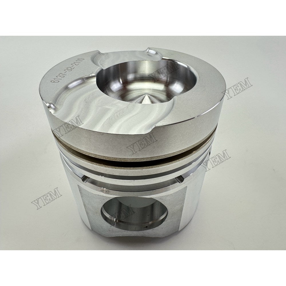 YEM Parts 6 pcs Piston with Pin and Circlips STD 6137-32-2110 for Komatsu 6D105 Engine For Komatsu