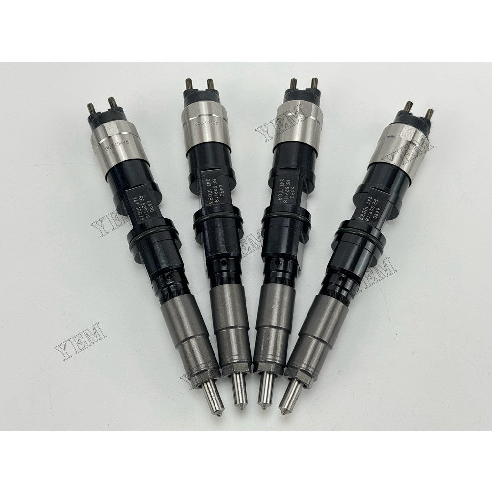 YEM Parts 4 pcs Injector Assembly 095000-6490 RE529118 for John Deere 4045 Engine