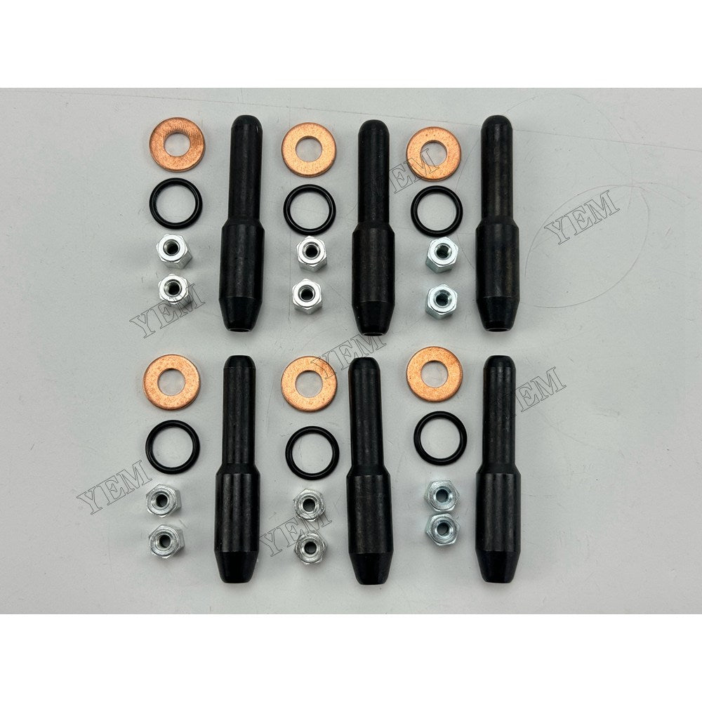 YEM Parts 6 pcs Injector Assembly 095000-6490 RE529118 for John Deere 6068 Engine
