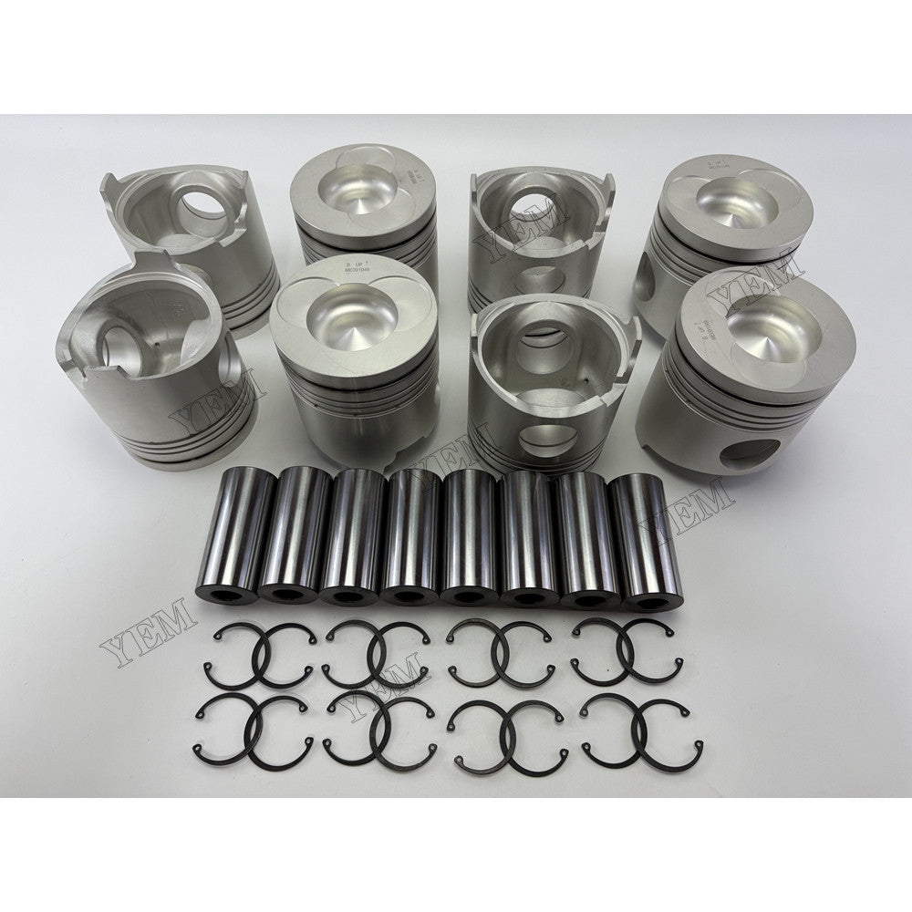 YEM Parts 8 pcs Piston with Pin and Circlips STD ME091049 for Mitsubishi 8DC10 Engine