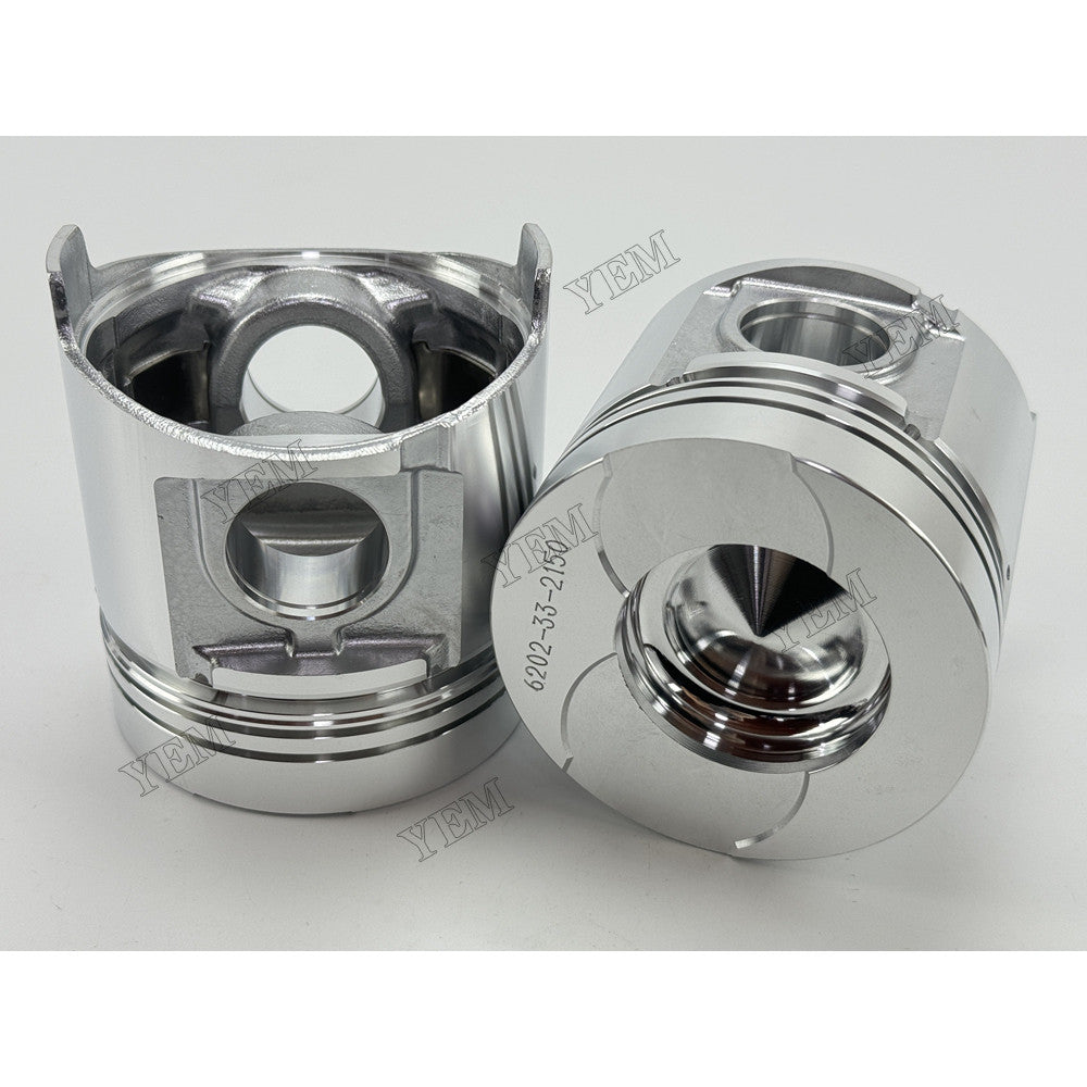 YEM Parts 4 pcs Piston with Pin and Circlips STD 6202-33-2150 for Komatsu 4D95 Engine For Komatsu