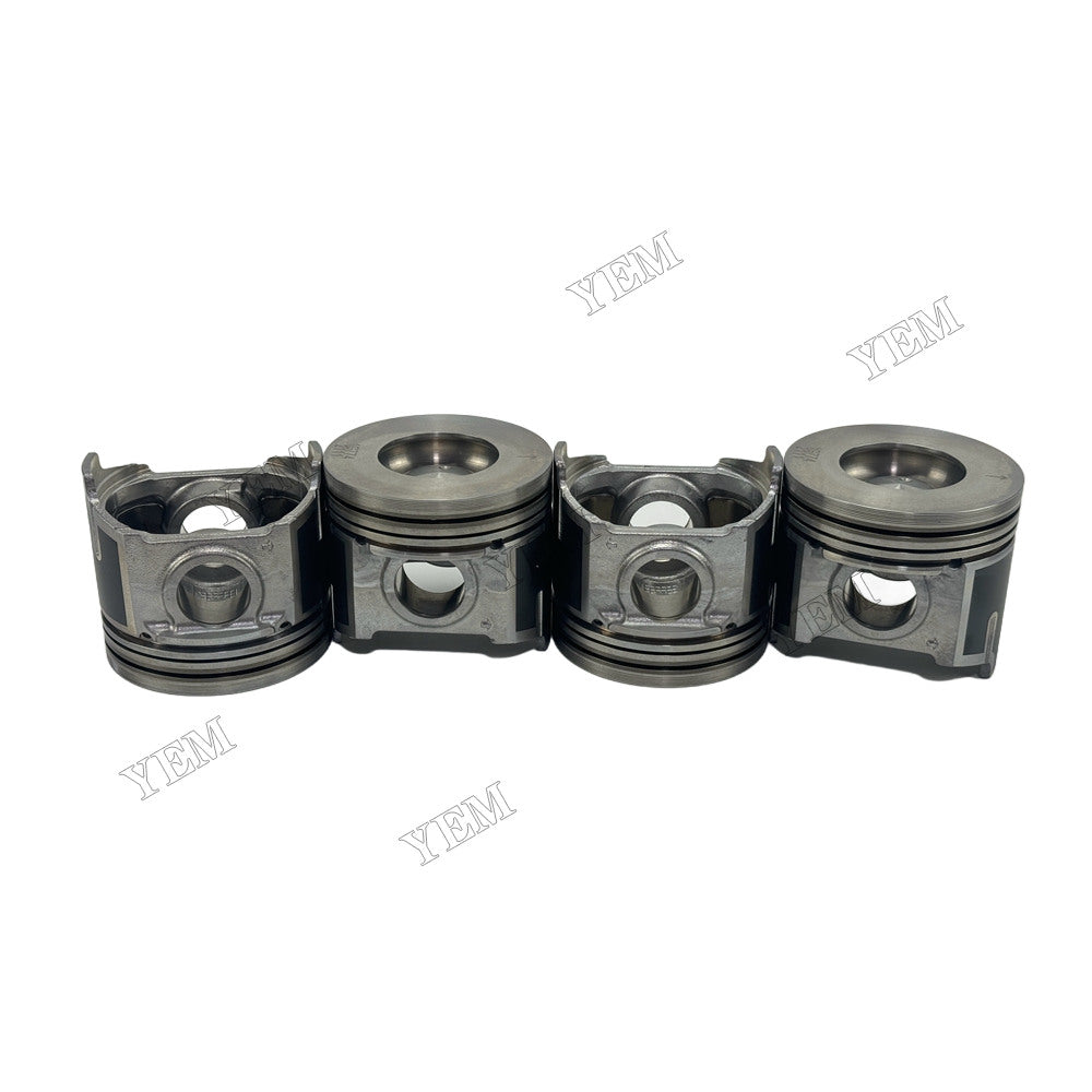 YEM Parts 4 pcs Piston with Pin and Circlips STD 1G774-21110 for Kubota V3307 Engine