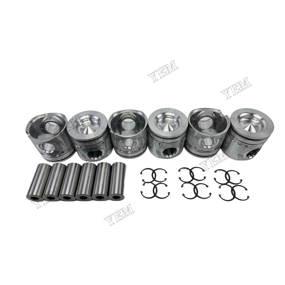 YEM Parts 6 pcs Piston with Pin and Circlips STD 5174516F for Cummins QSB7 Engine