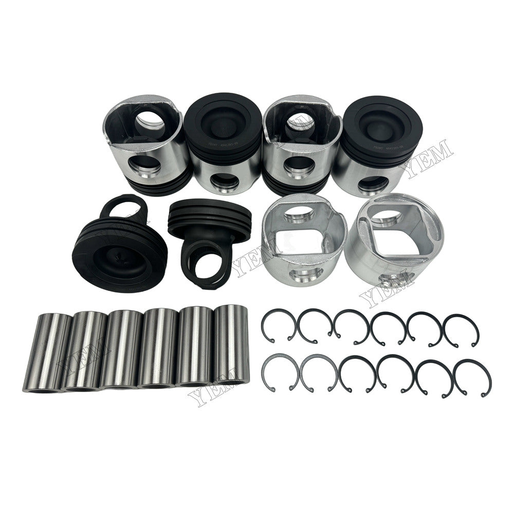 YEM Parts 6 pcs Piston with Pin and Circlips STD 4941395 for Cummins QSL9 Engine For Cummins