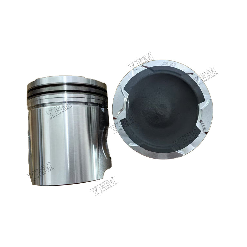 YEM Parts 6 pcs Piston with Pin and Circlips STD 3803729 for Cummins N14 Engine