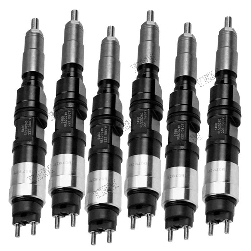 For John Deere Engine 6.8L 6068 Tractor 6520 6620 7220 7320 7420 7520 6Pcs Fuel Injector RE520333 RE520240