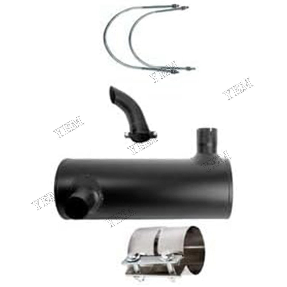 For Komatsu Engine 6D95 Excavator PC220-5 PC220-5C PC220LC-5 PC220LC-5C Muffler Silencer 6209-11-5221 with 2Pcs U Bolt and Clamp