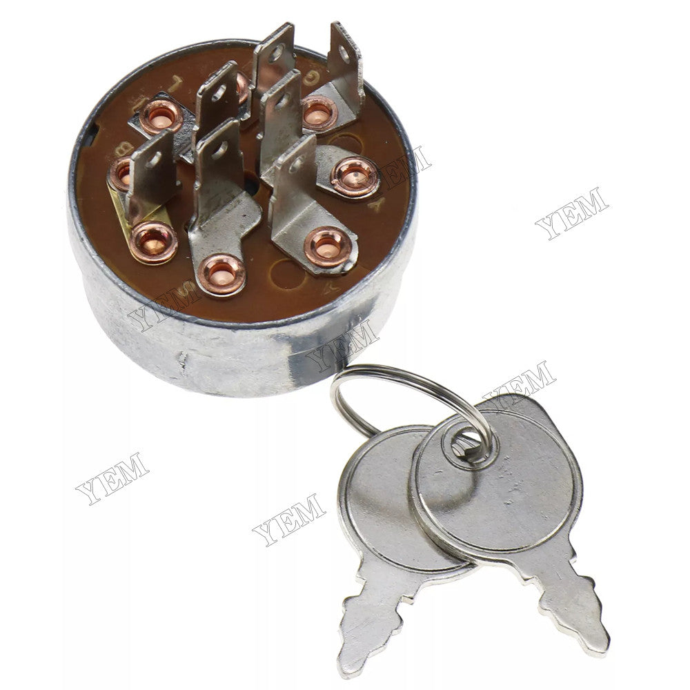 For MTD Cub Cadet White Outdoor Poulan Husqvarna Jonsered Tractor 4 Position 7 Terminal Ignition Switch With 2 Keys 725-1717 925-1717 33-383 140301 532140301 For Cub Cadet