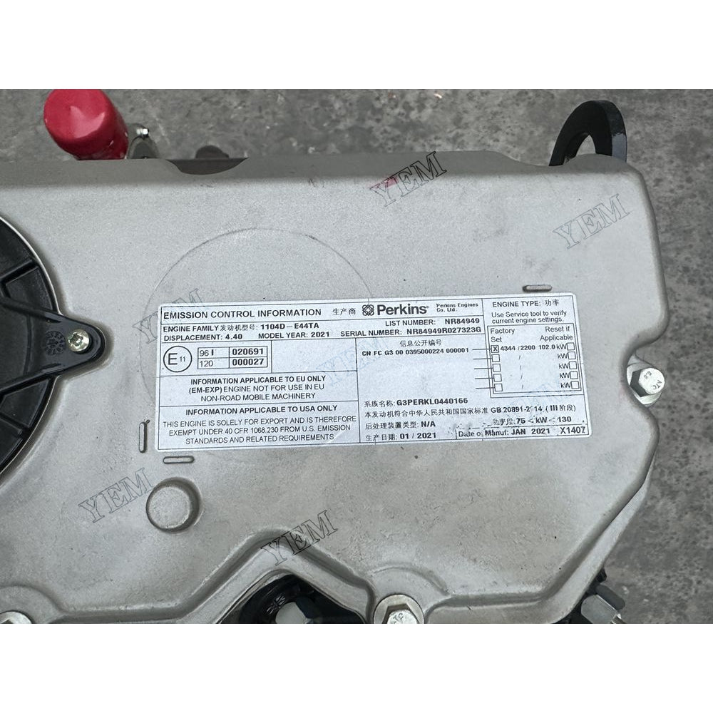 For Perkins Engine 1104D-E44TA Complete engine assembly 2200 rpm 102.0kw Serial Number: NR8494R For Perkins