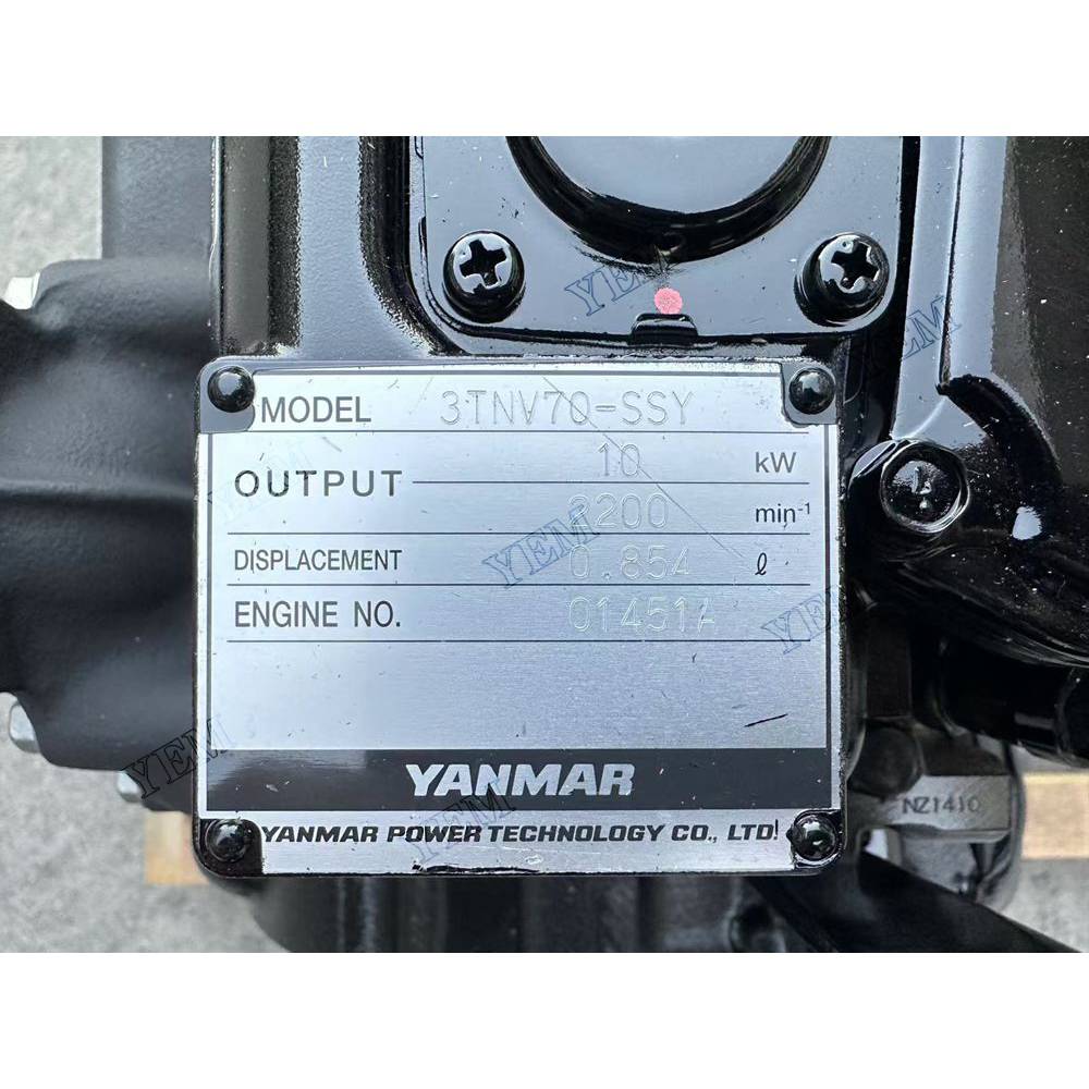For Yanmar Engine 3TNV70 Complete engine assembly 2200 rpm 10kw Serial Number: 01451A For Yanmar