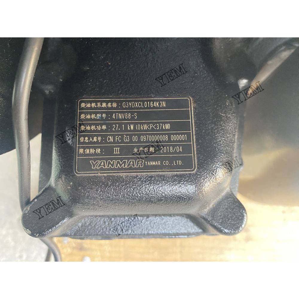 For Yanmar Engine 4TNV88-S Complete engine assembly 2200 rpm 27.1kw Serial Number: 122880 For Yanmar