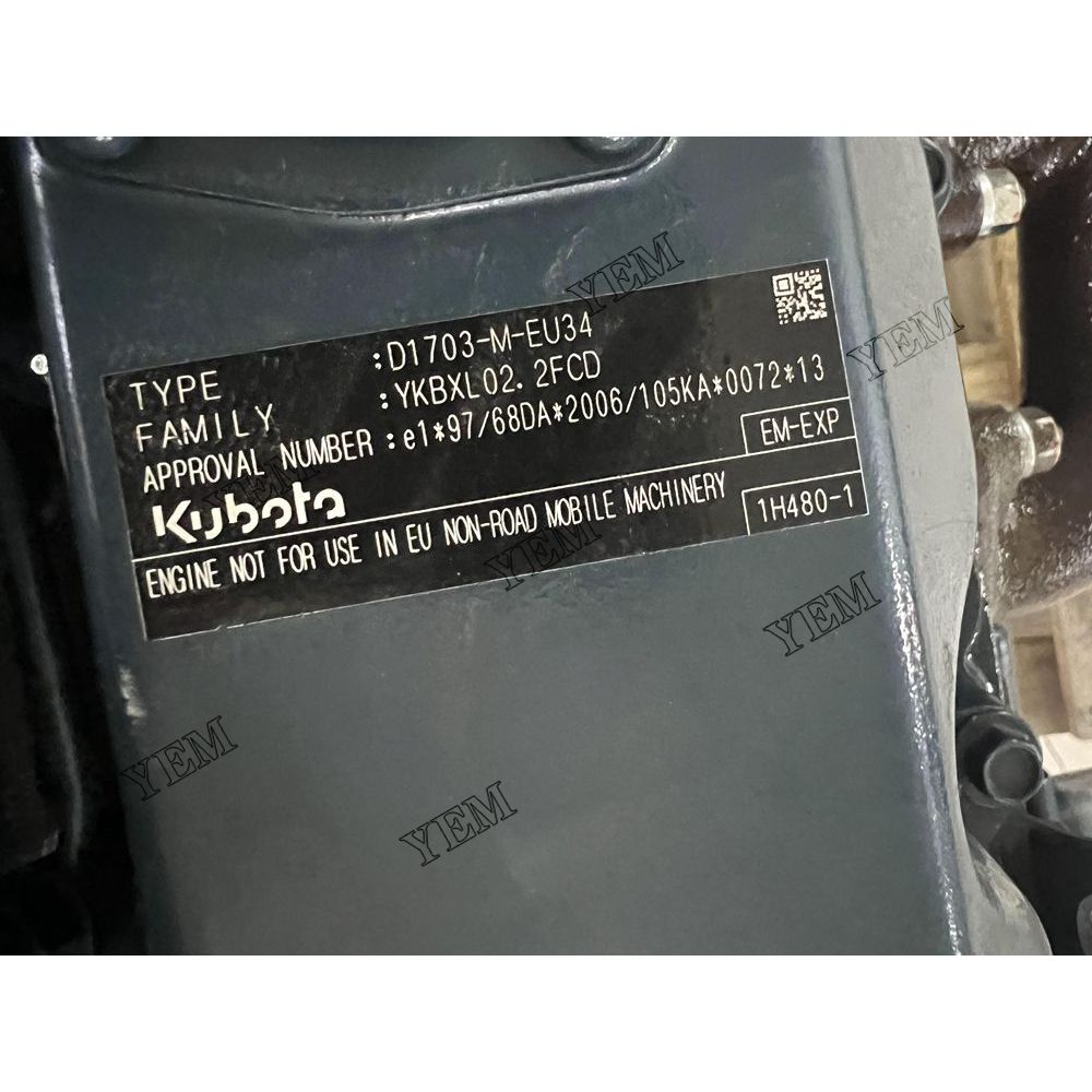 For Kubota Engine D1703-IDI Complete engine assembly 2600 rpm 23.9kw Serial Number: 7KY7477 For Kubota