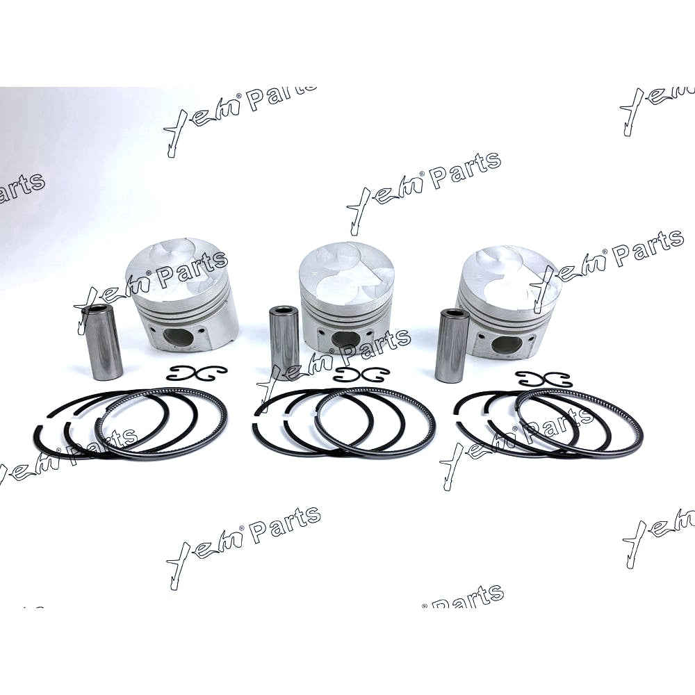 YEM Engine Parts 3 Sets STD Piston Set (Pin & Clip) With Rings For Kubota D905 Engine 16224-21110 For Kubota