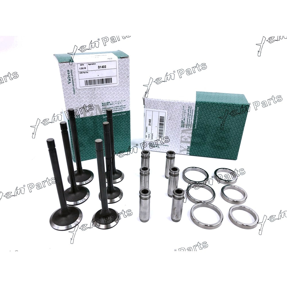 YEM Engine Parts 1 Set Engine Valve Guide Intake Valve & Exhaust Valve W Seals For Kubota D1402 For Kubota