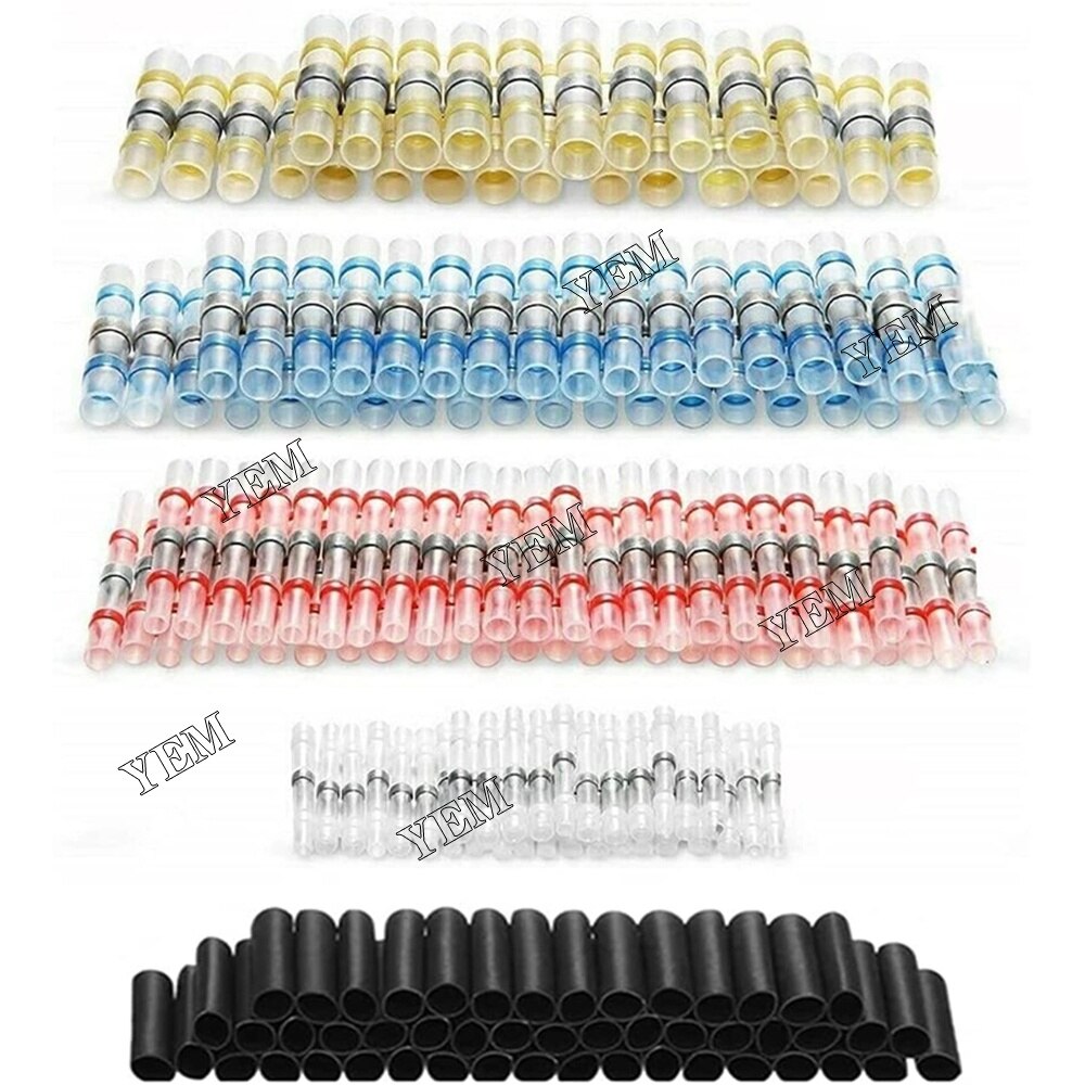 YEM Engine Parts 500x Waterproof Heat Shrink Butt Terminals Solder Seal One-Step Wire Connector For Other