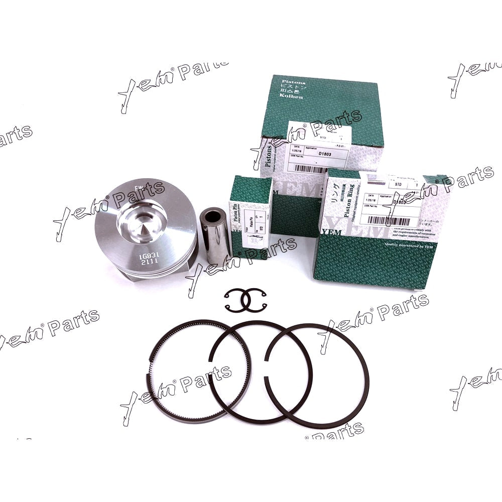 YEM Engine Parts 1 Sets STD Engine Piston & Rings, Clip, Pin For Kubota D1803 D1803-M Engine For Kubota