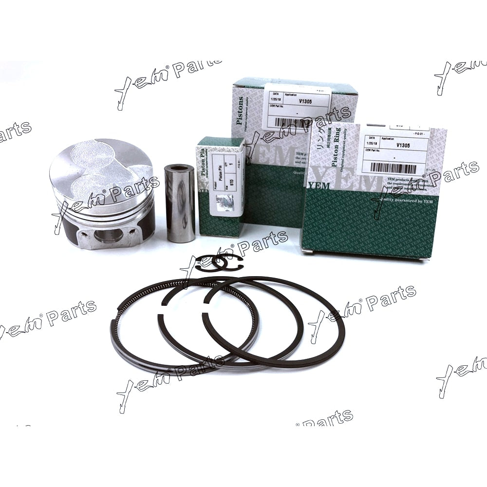 YEM Engine Parts 4 Sets STD Piston (Clip & Pin) & Rings For Kubota V1305 Diesel Engine For Kubota