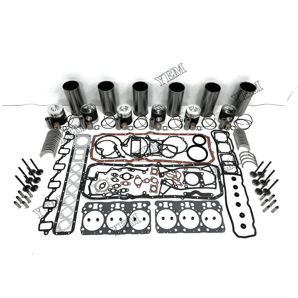 For Doosan excavator engine DE12T Rebuild Kit With Valves Engine Bearings Cylinder Liner Piston Rings Full Gasket Kit YEMPARTS