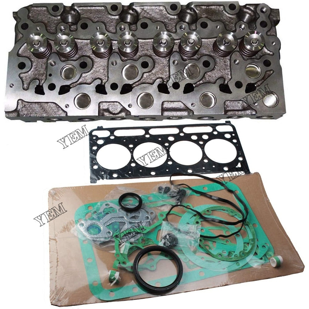 YEM Engine Parts Cylinder Head + Head Gasket Kit For Kubota V1702 V1702B Bobcat 1600 733 743 302 For Kubota