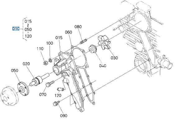 YEM Engine Parts V2003 V2003-M-DI Water Pump For Kubota Engine For Bobcat S185 S175 Skid Loader For Kubota