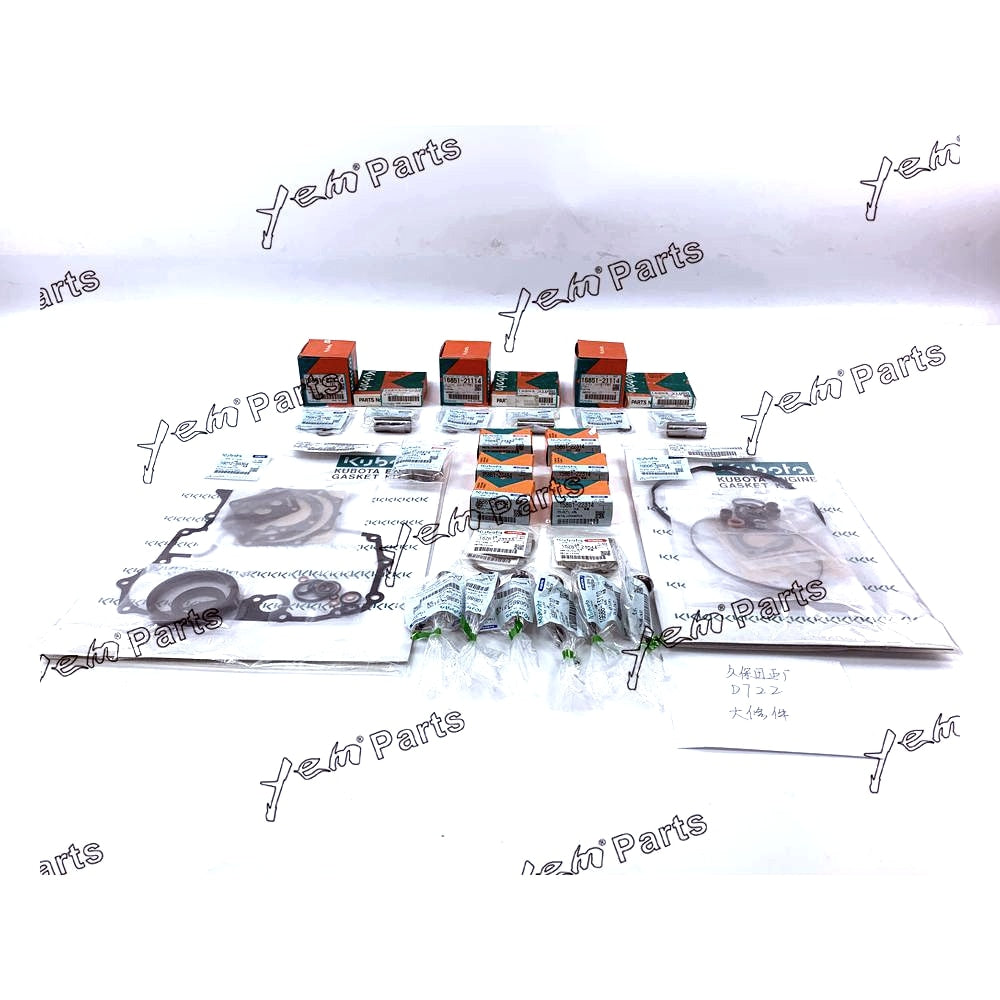 YEM Engine Parts STD Gasket &Piston&Ring &Bearings &Washer &Bushings For Kubota D722 Engine For Kubota