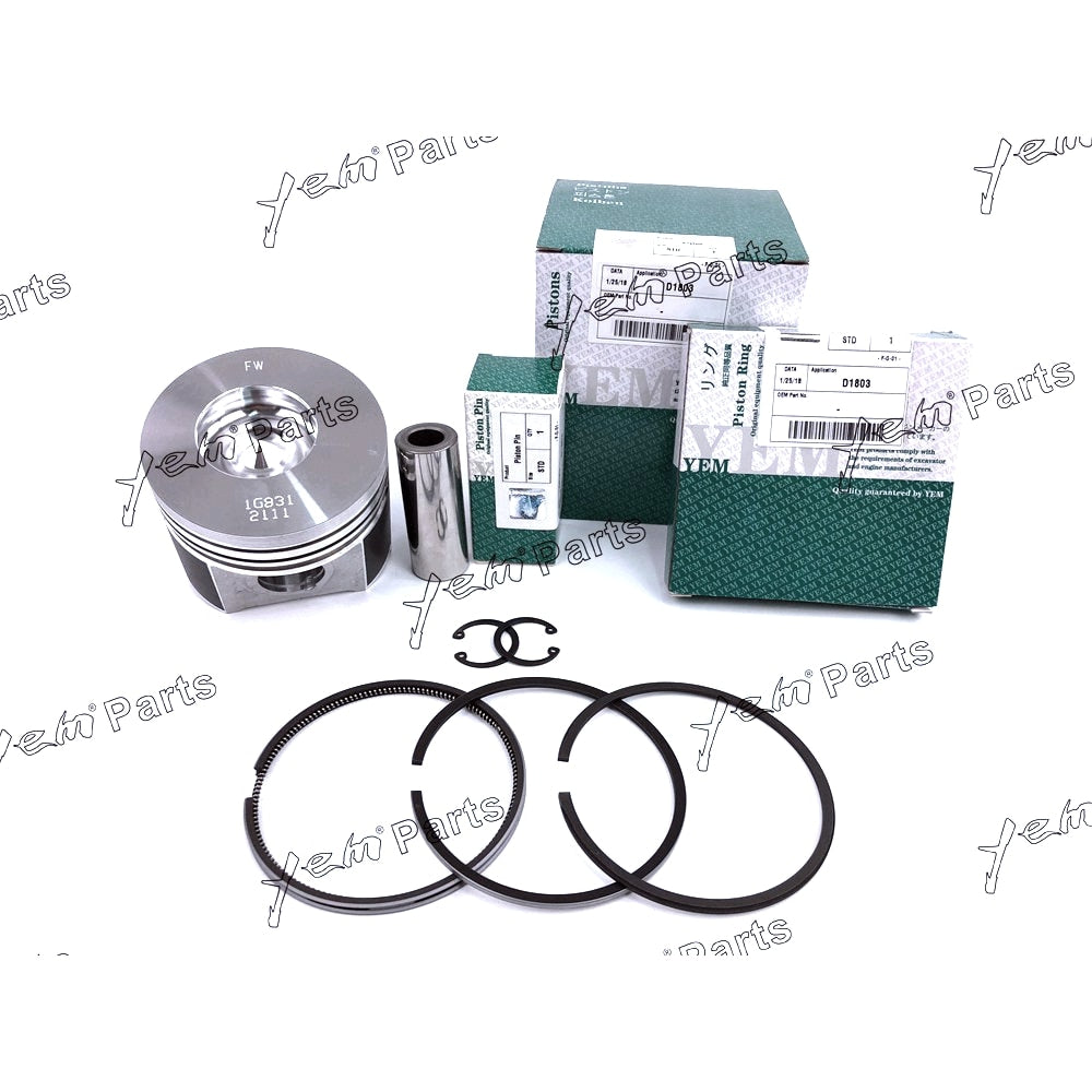 YEM Engine Parts 1 Sets STD Engine Piston & Rings, Clip, Pin For Kubota D1803 D1803-M Engine For Kubota