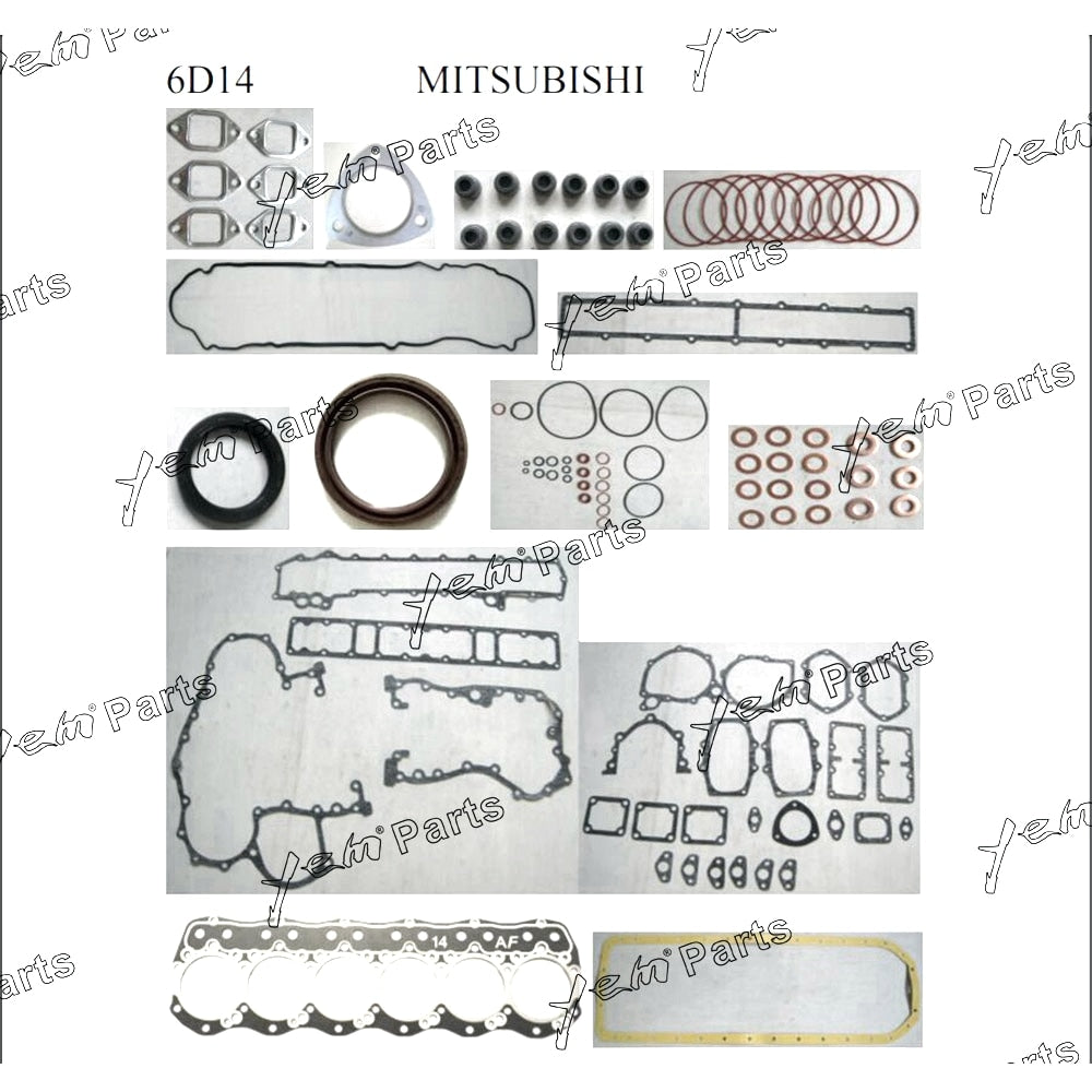 YEM Engine Parts Full Gasket Kit For Mitsubishi 6D14 6D14T Engine KATO HD800 excavator For Kato