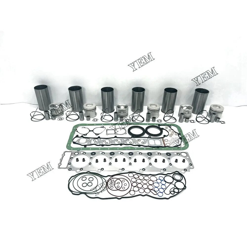 For Isuzu excavator engine 6HE1 Rebuild Kit With Liner Piston Rings Full Gasket Kit YEMPARTS