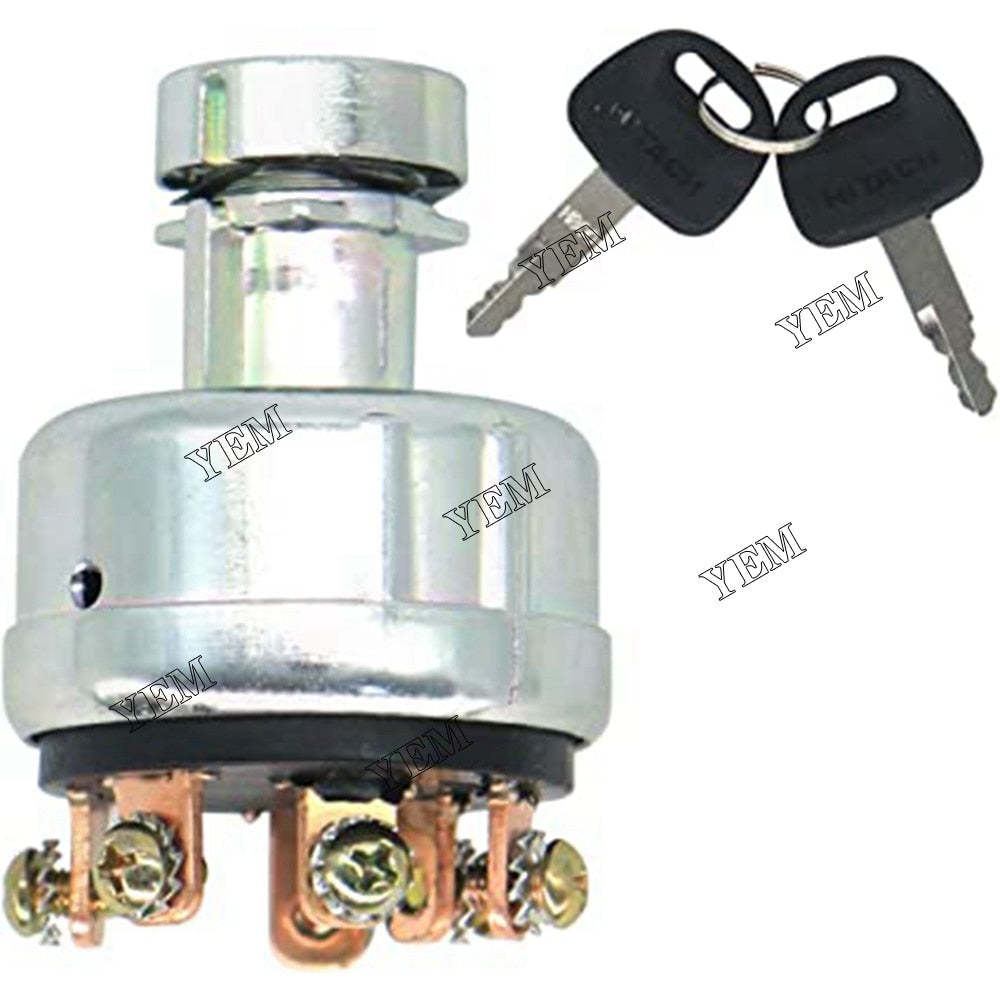 YEM Engine Parts Ignition Starter Switch with 2 Keys For Hitachi EX60 EX60G EX120 EX220 For Hitachi