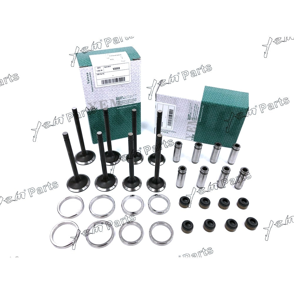 YEM Engine Parts 1 Set For Kubota Engine V2203 Valve Guide Seat Intake Valve & Exhaust Valve For Kubota